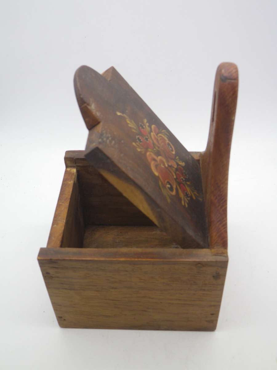 Vintage Wooden SALT BOX, German Handpainted.