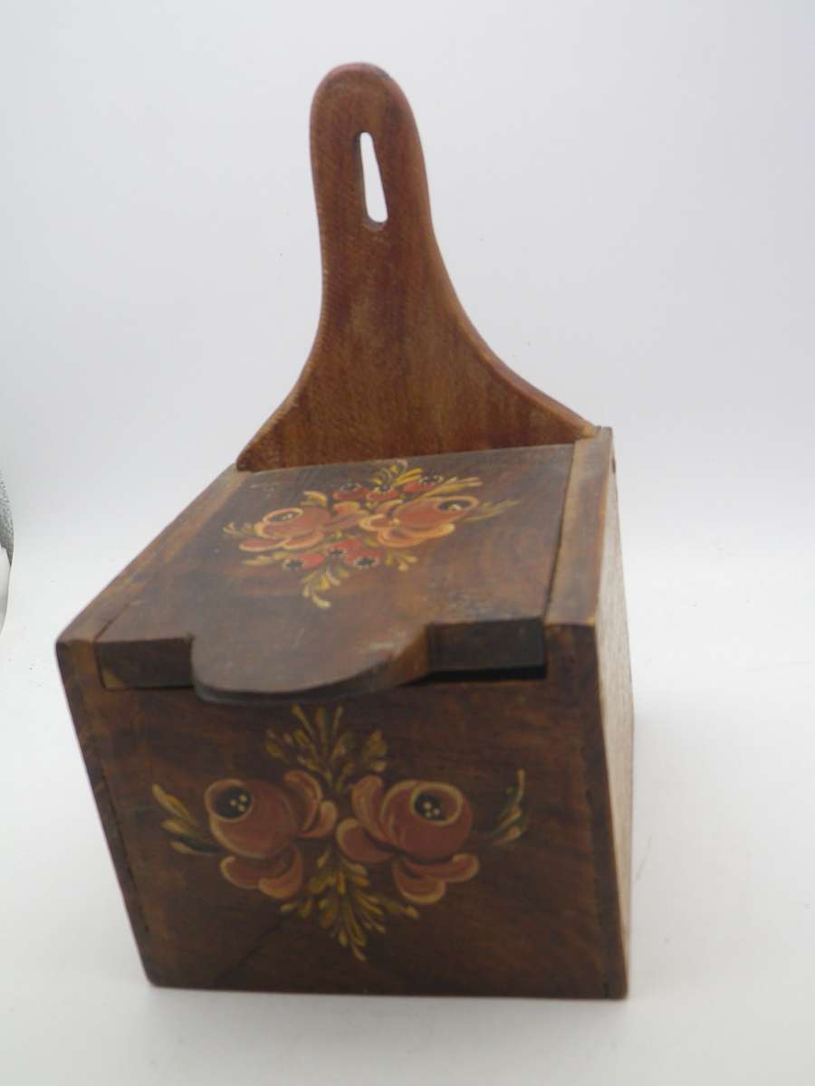 Vintage Wooden SALT BOX, German Handpainted.