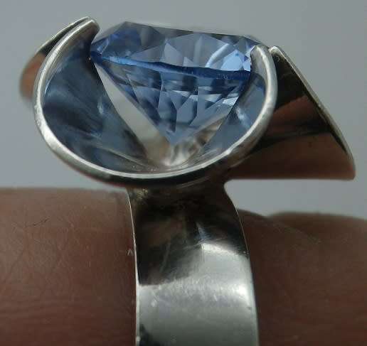 FOR ISABEL ONLY PLEASE!  ELIS KAUPPI, Finland Sterling Silver & Topaz adjustable ring. 6.4g