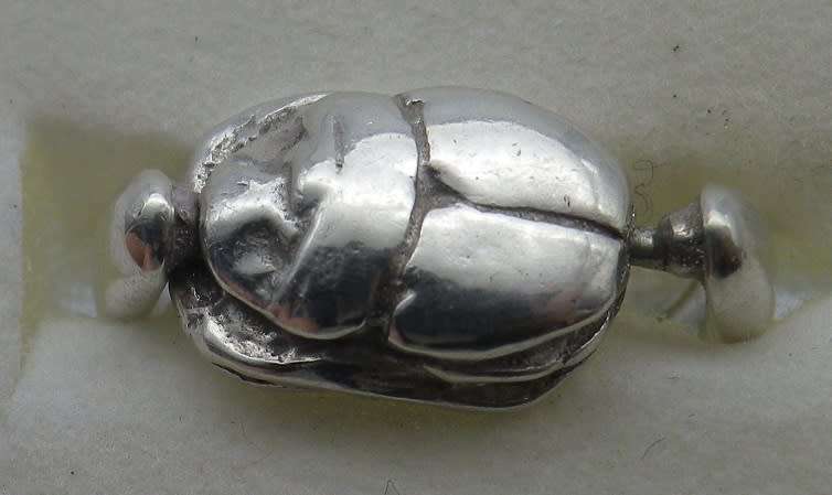 Unusual Vintage Sterling Silver SCARAB SPINNER Ring. Size: J 6 g