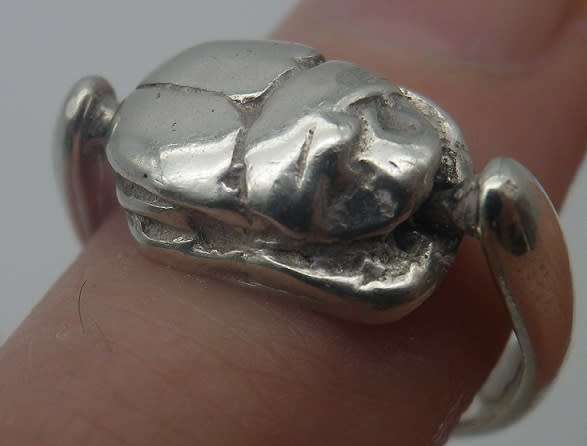 Unusual Vintage Sterling Silver SCARAB SPINNER Ring. Size: J 6 g