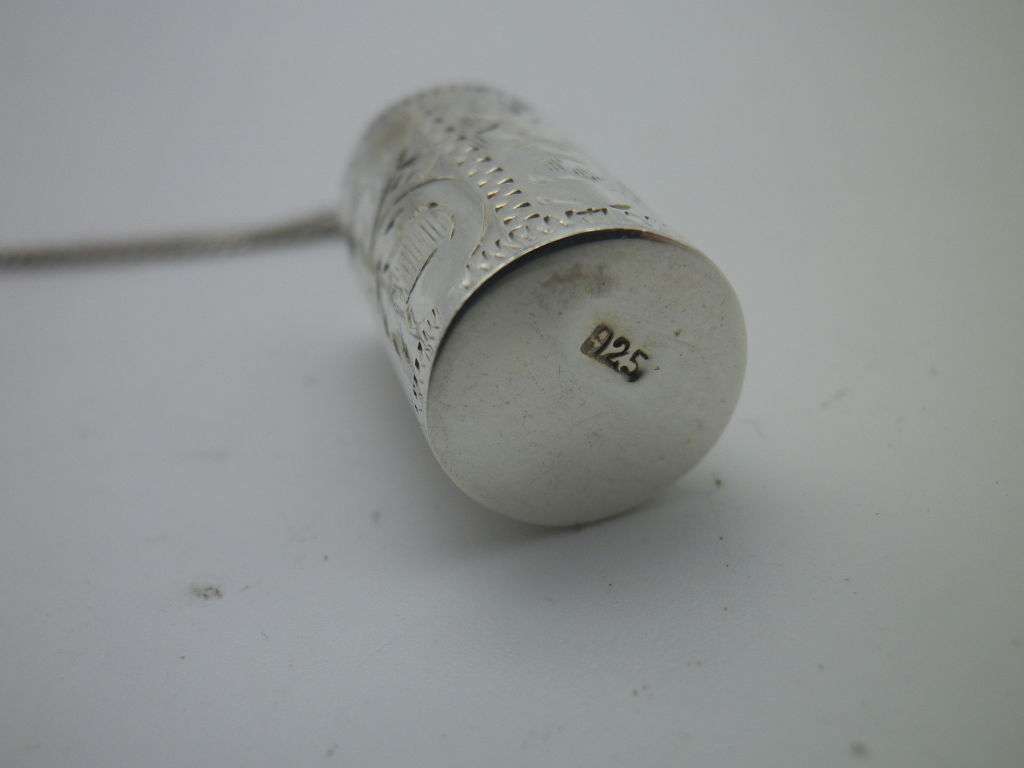 WOW! Sterling Silver PERFUME BOTTLE PENDANT on long 925 Silver Chain