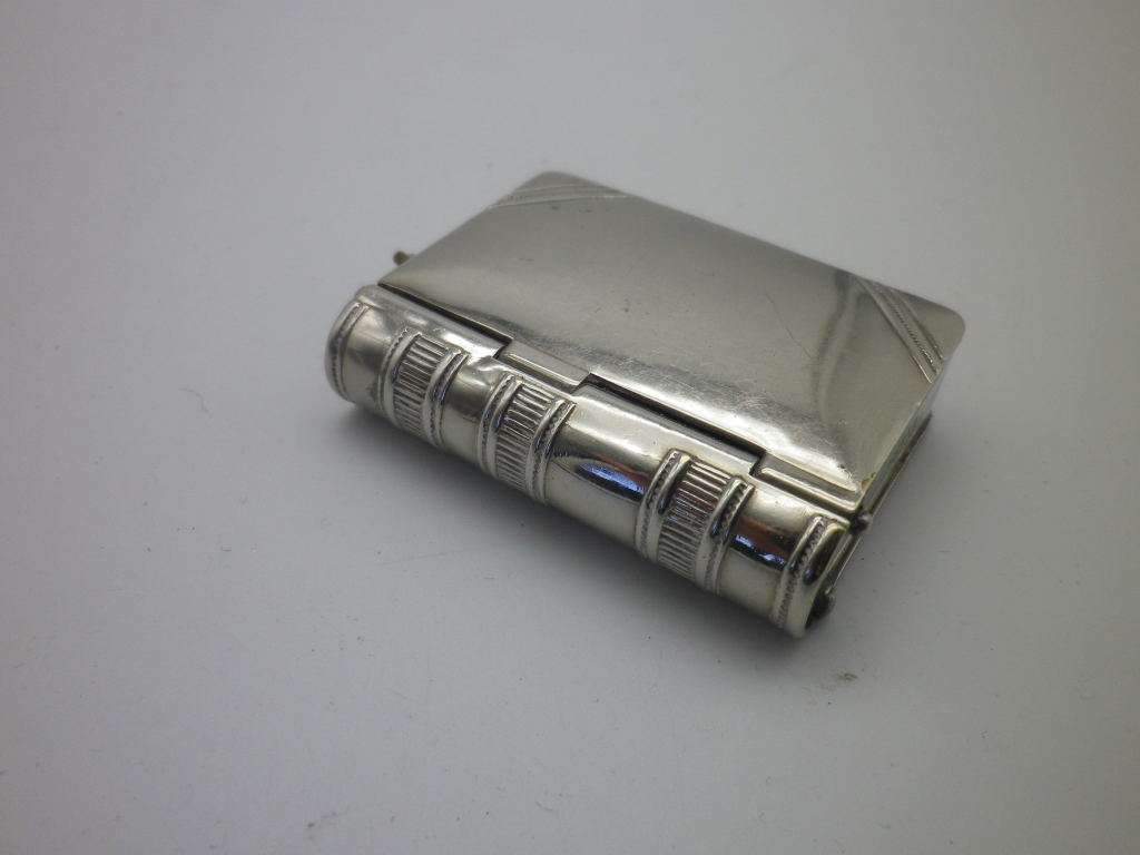 Edwardian chatelaine vesta & stamp case in the shape of a book C.E B & Co 387671