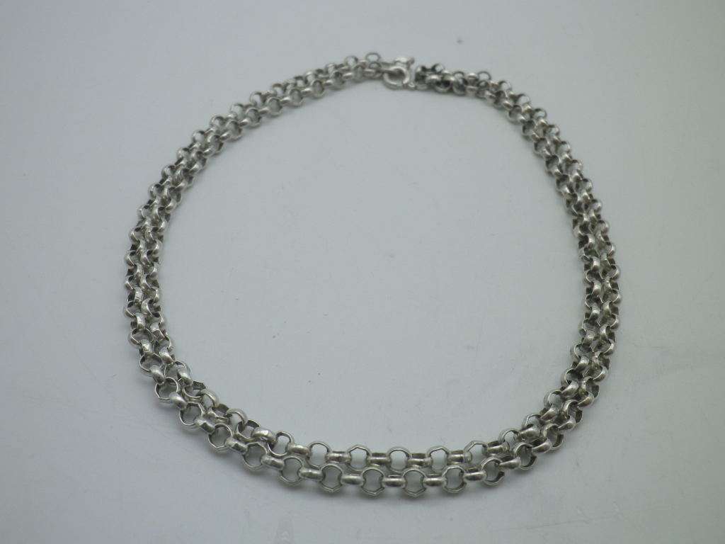 Vintage Steling silver Link chain necklace  of Round 2mm rings. 55cm long 12g