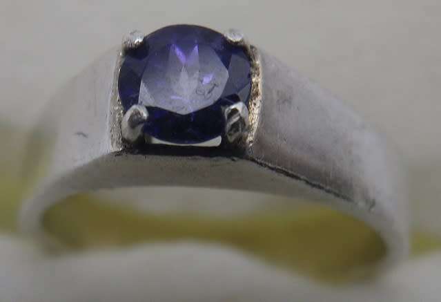 Dainty Vintage Silver & Tanzanite Ring. 4g size: H