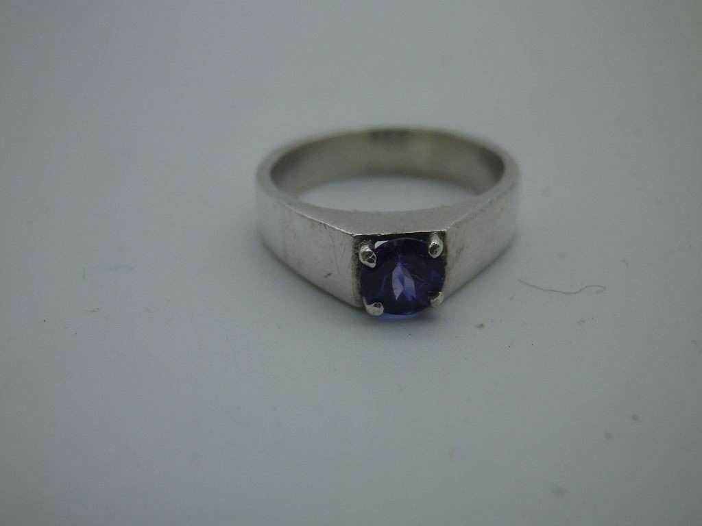 Dainty Vintage Silver & Tanzanite Ring. 4g size: H