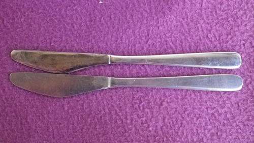 Pair of BRITISH AIRWAYS good quality stainless steel butter knives. STAMPED & NUMBERED