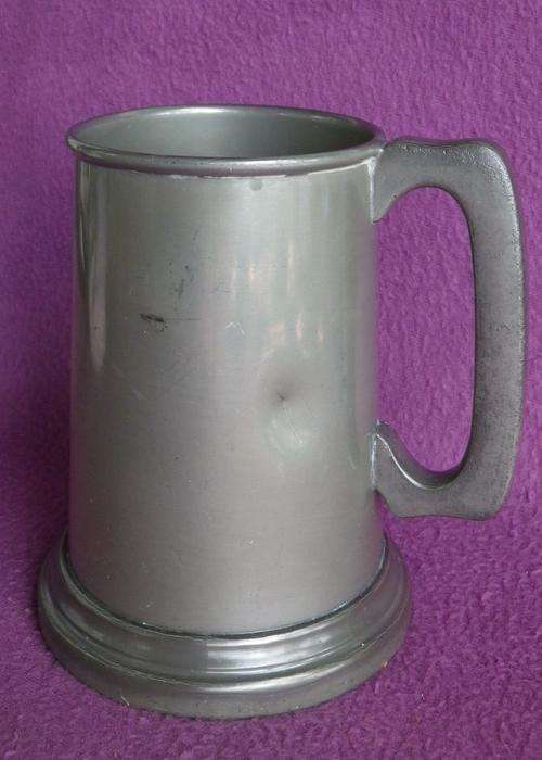 VINTAGE GLASS-BOTTOM "ARGENT', PEWTER TANKARD, ENGLAND NO: 3216.