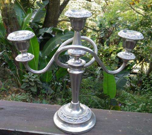 Rather grand modular 1 or 3-candle beautifully decorative silver-plated holder.