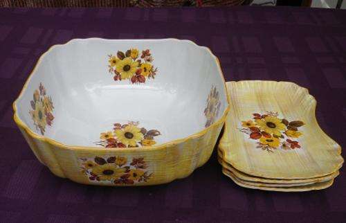 STUNNNING & UNIQUE VINTAGE OLD FOLEY (JAMES KENT) FRUIT SALAD BOWL & 4 SERVING DISHES