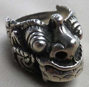 HUGE, WILD, SPECTACULAR  RATHER SCARY 925 STERLING SILVER DRAGON RING
