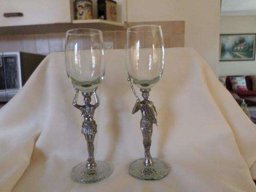 TRIBAL RED WINE ZULU MAIDEN WARRIOR GLASSES BY ANDY C