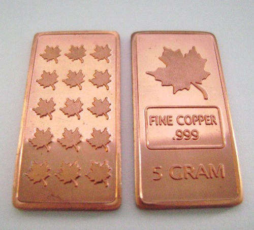 5 Gram Copper Maple Leaf Bullion Investment Bar