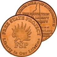 1 oz ounce Copper Bullion Investment Round Coin Free State Project