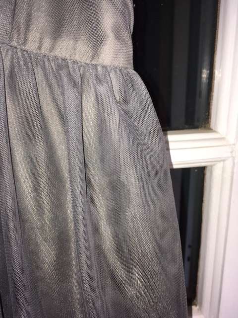 Grey Jenni Button Dress with Mesh Overlay