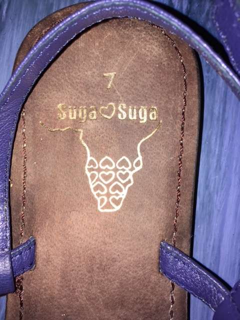 Blue embroidered leather sandals by SugaSuga