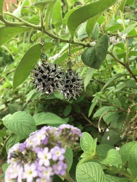 Chrome seed pod spike ball earrings