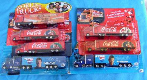 7 Coca Cola and Pepsi Cola mini Trucks size 1:87 H0 (26/14)