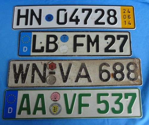4 German Car Number Plates (11c/10)