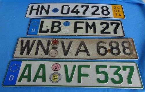 4 German Car Number Plates (11c/10)