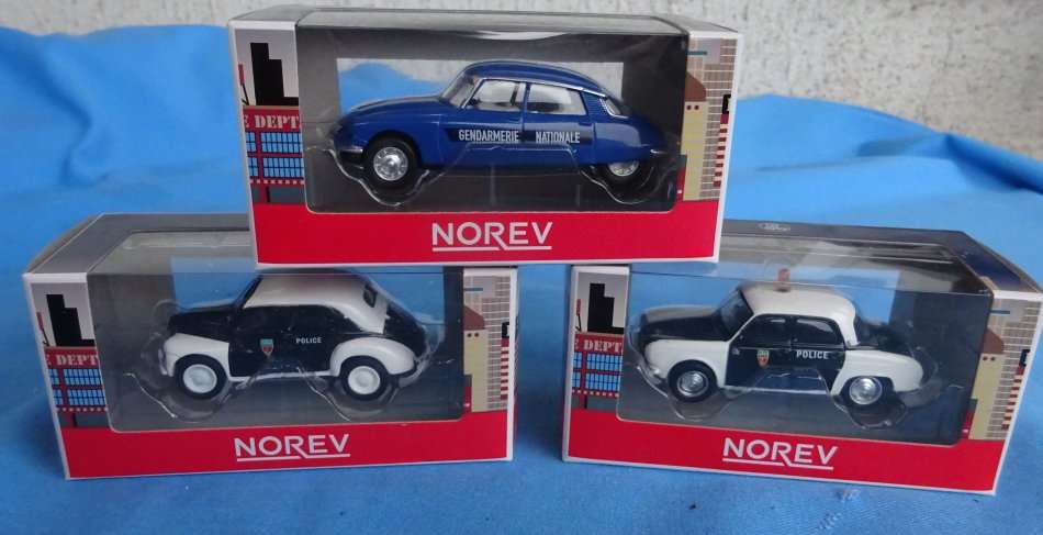 3 Norev Die Cast France Police Cars  (T/6)