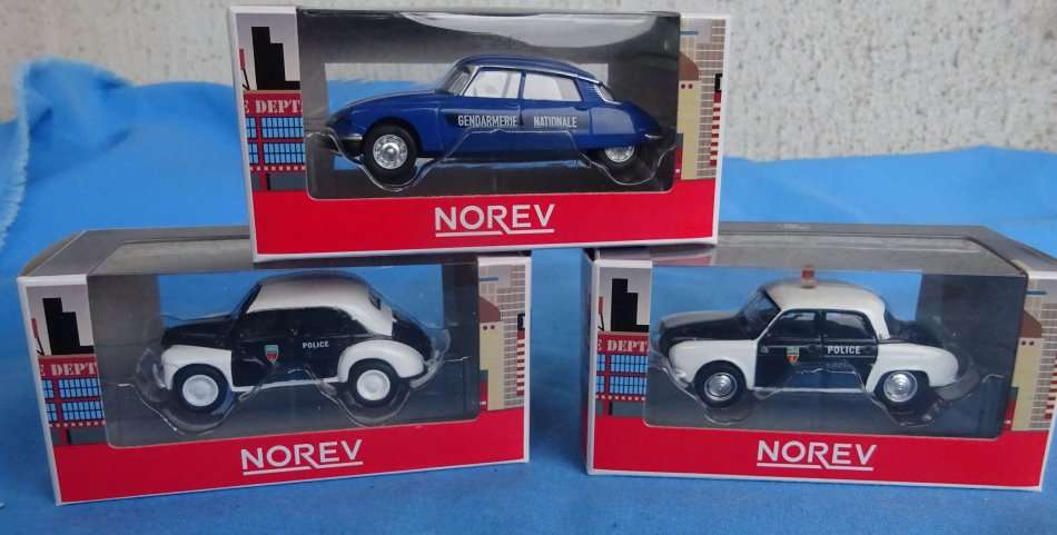 3 Norev Die Cast France Police Cars  (T/6)