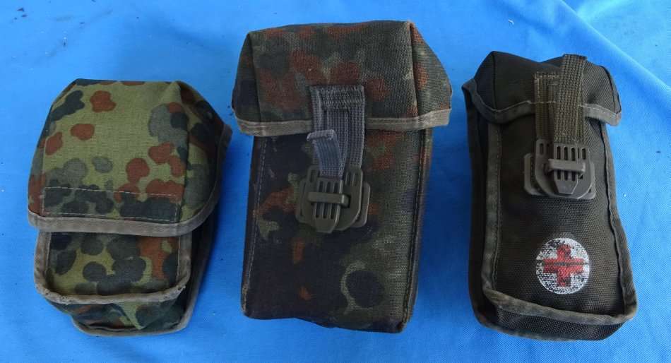 3 diverse Original German Army Bundeswehr camo Bags for the Webbing (D4/49)