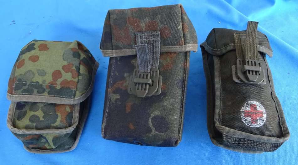3 diverse Original German Army Bundeswehr camo Bags for the Webbing (D4/49)