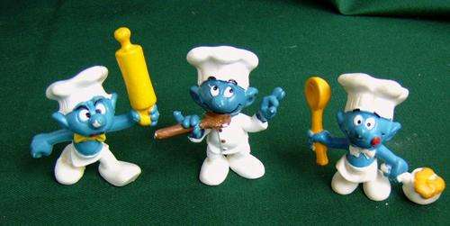 3 old different Cook Smurfs Bully Schleich Peyo west Germany (0D20)