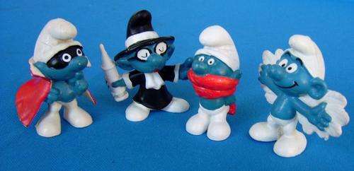 4 different old Smurfs Peyo Bully Schleich  (0R30)