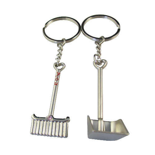 Couple's Key Ring Chains: Broom and Scoop Set