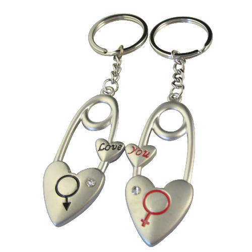 Couple's Key Ring Chains: Safety Pin Set
