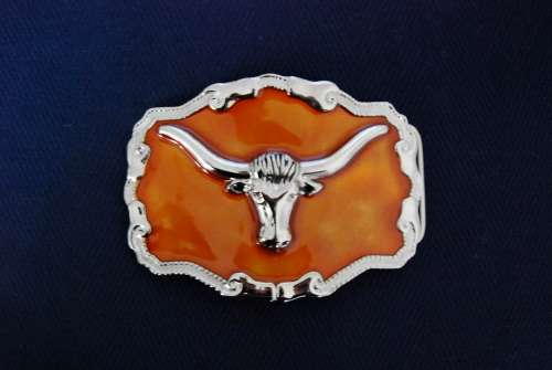 COWBOY LONGHORN BELT BUCKLE POSTAGE INCLUDED