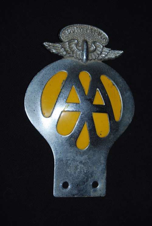 AA VINTAGE MOTOR CHROME CAR EMBLEM