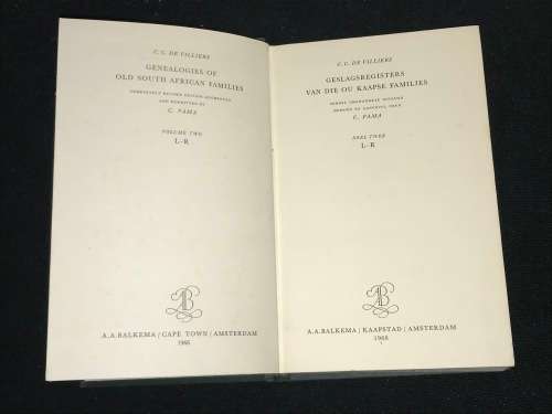 GENEALOGIES OF OLD SOUTH AFRICAN FAMILIES VOL 2 L - R  BY C.C. DE VILLIERS