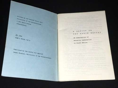 REPORT ON THE RABIE REPORT MARCH 1982