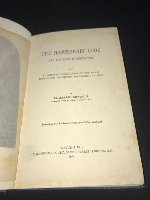 THE HAMMURABI CODE AND THE SINAITIC LEGISLATION BY CHILPERIC EDWARDS