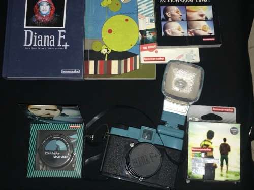 DIANA F+  CAMERA WITH FLASH, SPLITZER & LOMOGRAPHY BOOKS