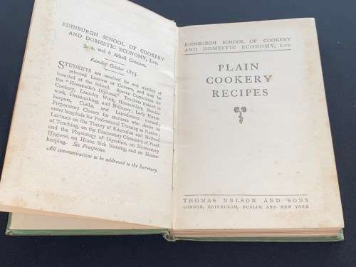 PLAIN COOKERY RECIPES - EDINBURGH SCHOOL OF COOKERY AND DOMESTIC ECONOMY