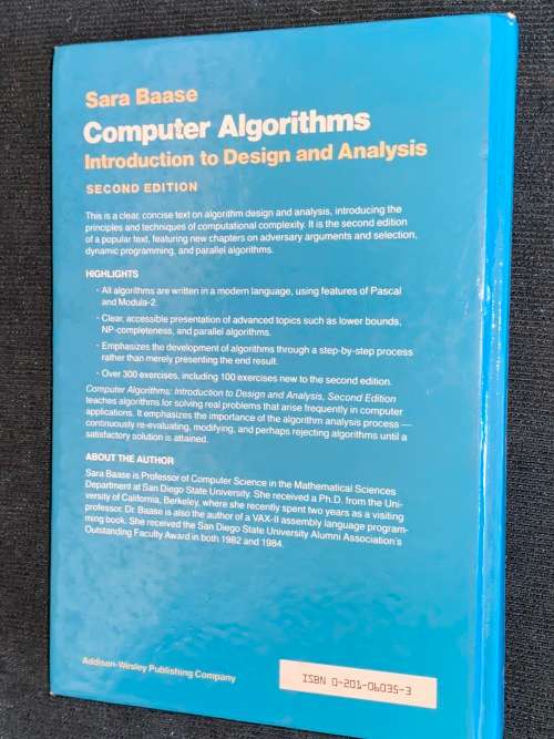 COMPUTER ALGORITHMS INTRODUCTION TO DESIGN AND ANALYSIS BY SARA BAASE