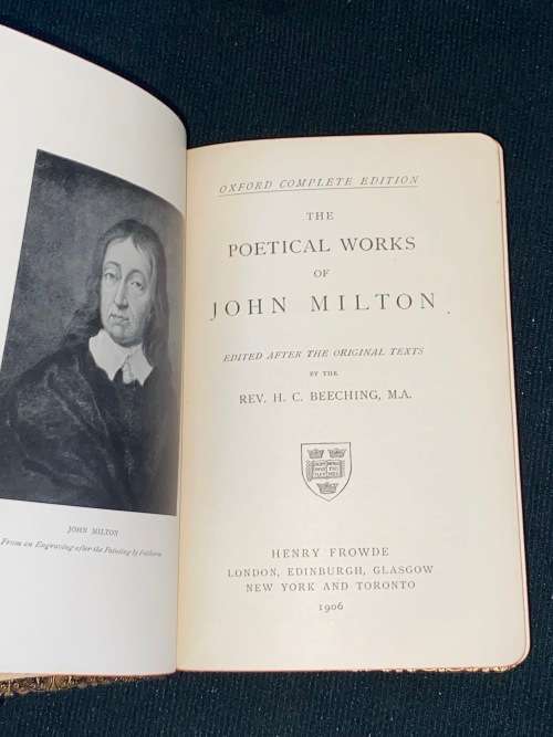THE POETICAL WORKS OF JOHN MILTON  1906 OXFORD COMPLETE EDITION