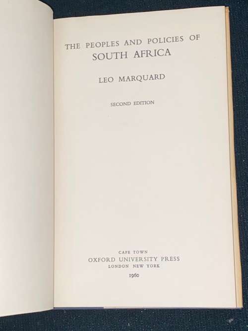 THE PEOPLES AND POLICIES OF SOUTH AFRICA BY LEO MARQUARD