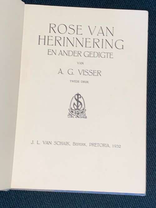 ROSE VAN HERINNERING EN ANDER GEDIGTE DEUR A.G. VISSER