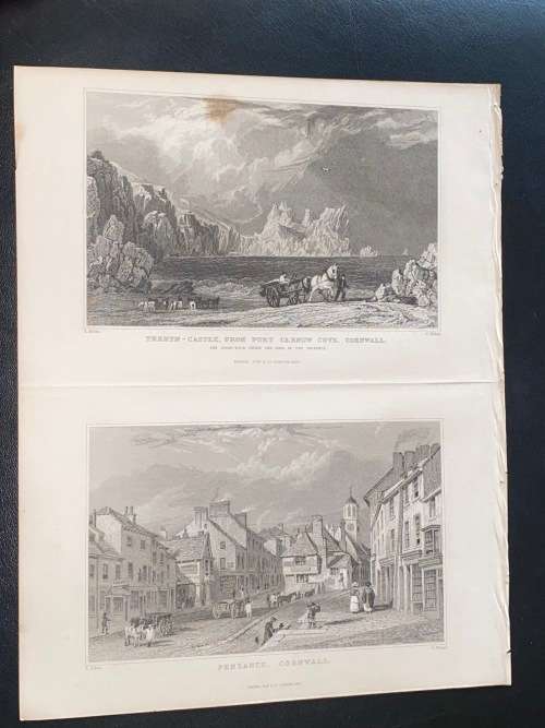 ORIGINAL ANTIQUE 1830 PRINTS OF CORNWALL