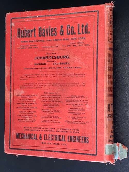 DONALDSON & BRABY`S CAPE TOWN AND SUBURBAN DIRECTORY 1921-1922
