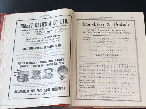 DONALDSON & BRABY`S CAPE TOWN AND SUBURBAN DIRECTORY 1921-1922