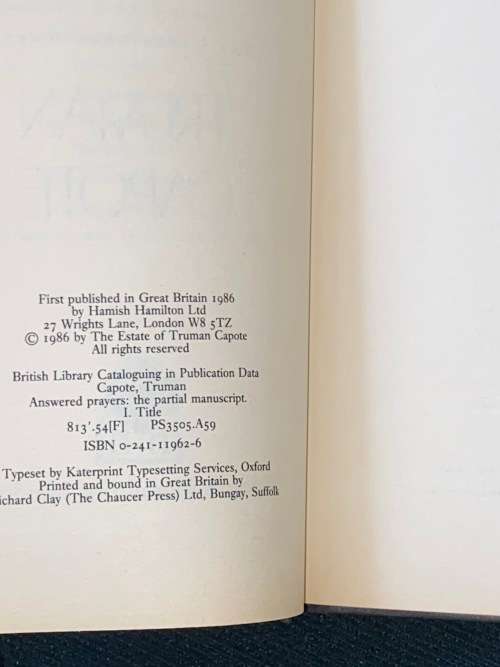 ANSWERED PRAYERS BY TRUMAN CAPOTE