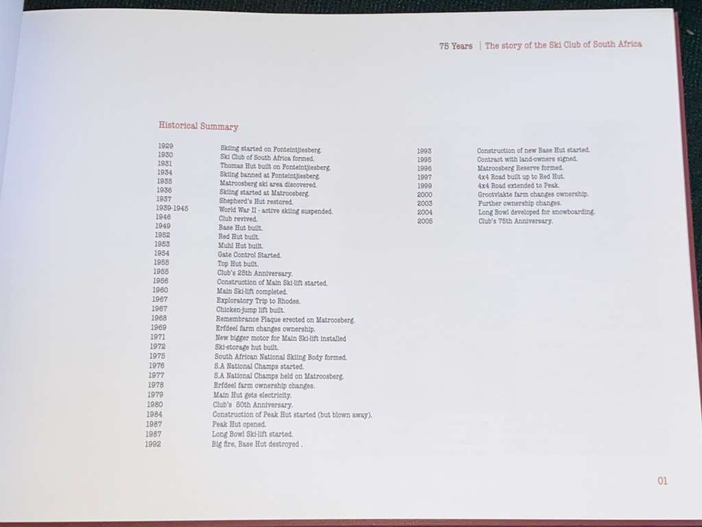 75 YEARS OF THE SKI CLUB OF SOUTH AFRICA 1930 - 2005