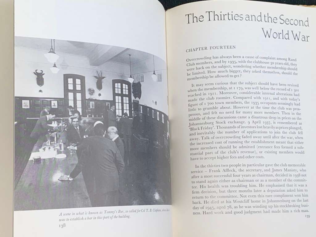 THE STORY OF THE RAND CLUB BY RENE DE VILLIERS AND S. BROOKE-NORRIS