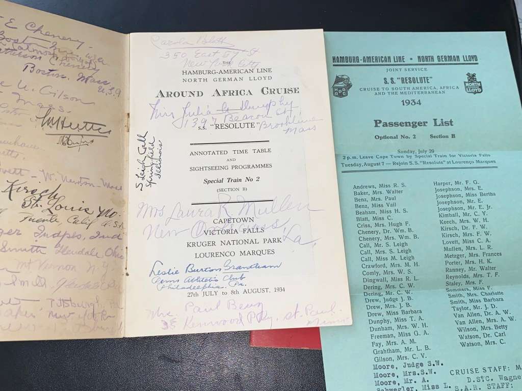 HAMBURG-AMERICAN LINE NORTH GERMAN LLOYD S.S. RESOLUTE AROUND AFRICA CRUISE 1934 PROGRAMMES